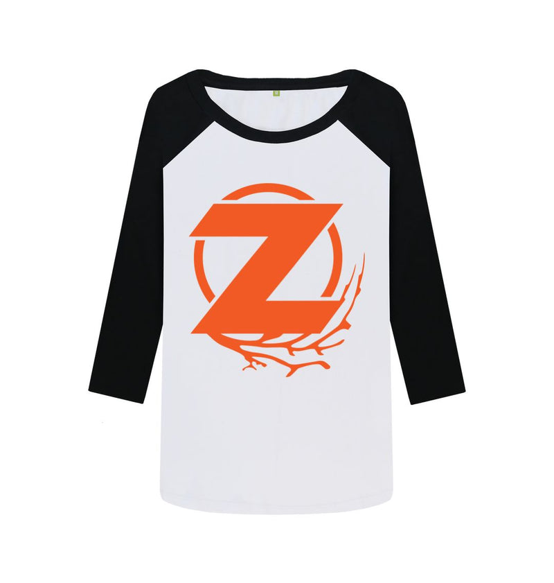 Black-White Z Game 100% Certified Organic Cotton Women's Baseball T-shirt